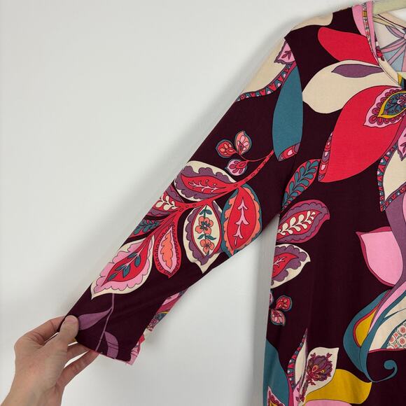 Jamie & Layla Floral Printed Jersey Knit Dress Large artsy art to wear - Picture 4 of 6